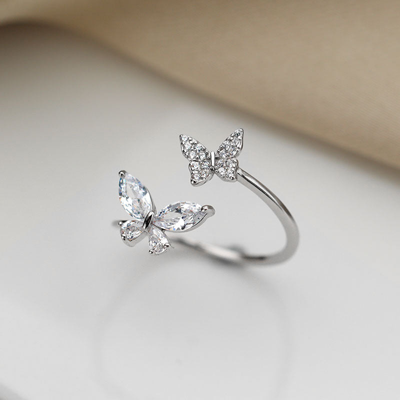 S925 Sterling Silver Butterfly Ring for Women